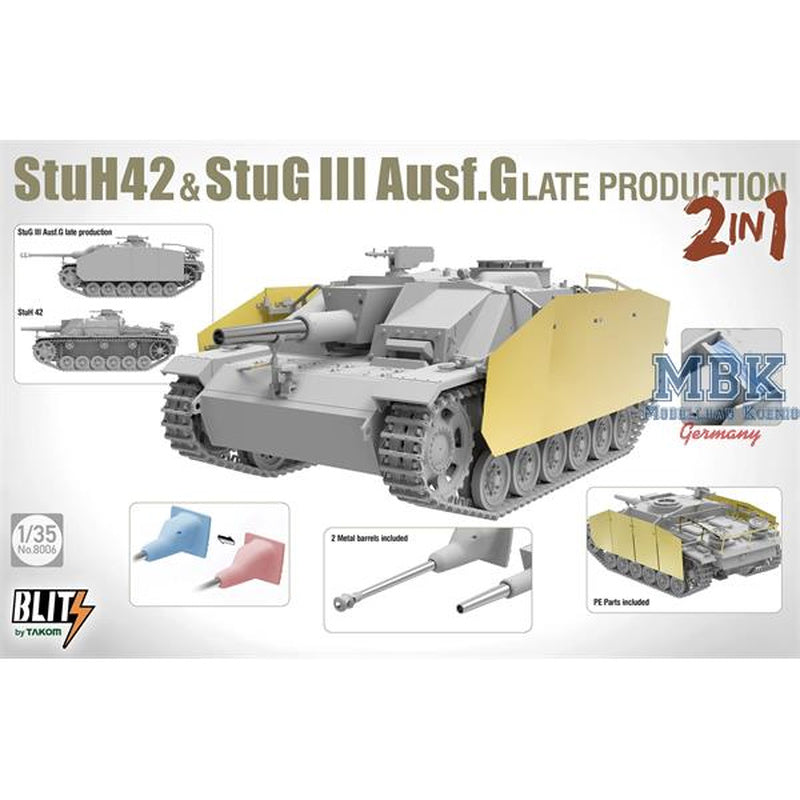 Takom 8006 StuH42 & StuG III Ausf.G Late Prod. 2-in-1 1:35 Model Kit