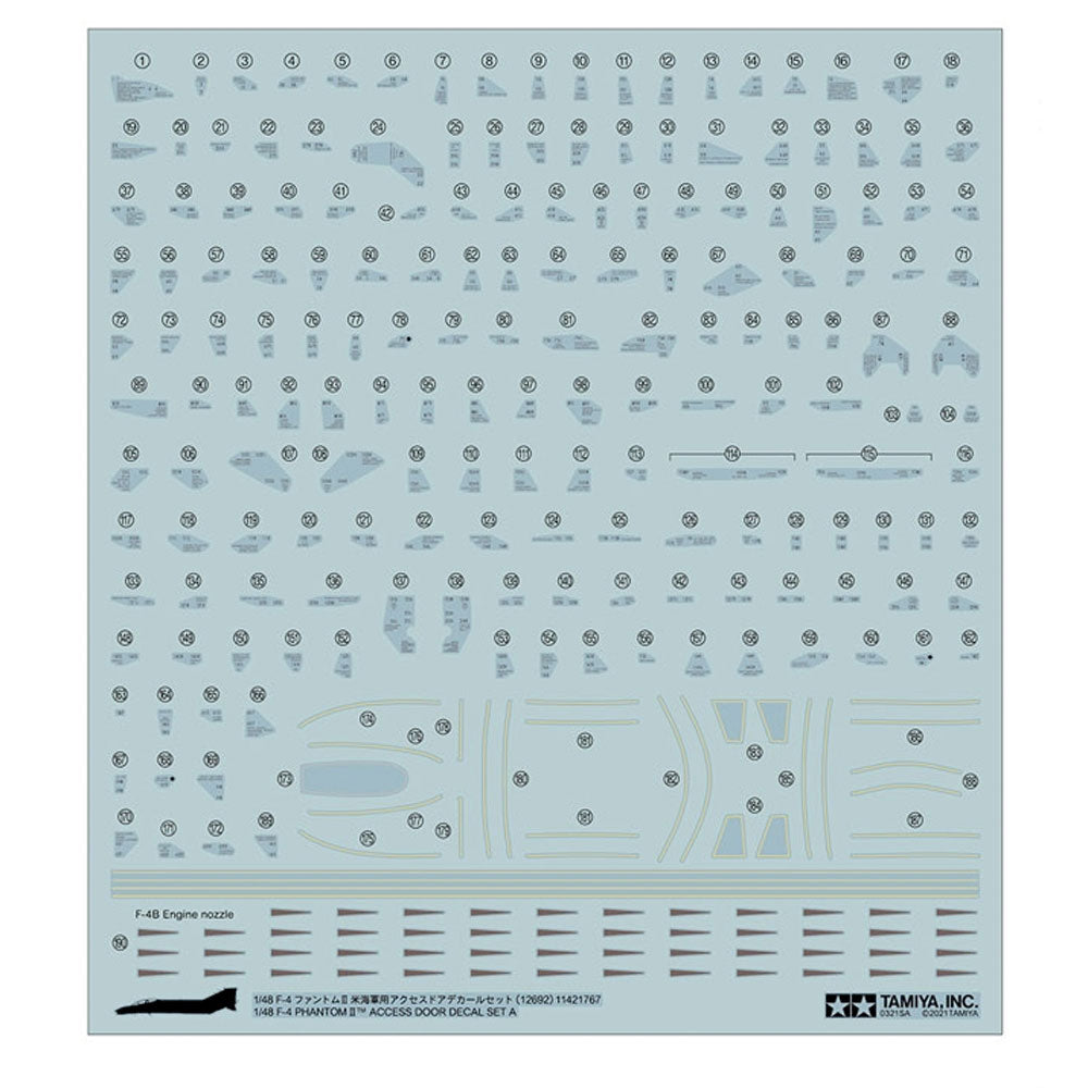 TAMIYA F-4B Phantom II Door Decal Set A 1:48 Model Kit 12692