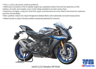 TAMIYA 14133  Yamaha YZF-R1M 1:12 Bike Model Kit
