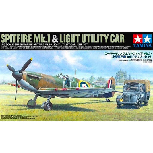 Tamiya  25211 Supermarine Spitfire Mk.I & Light Utility Car 10HP 1:48 Model Kit