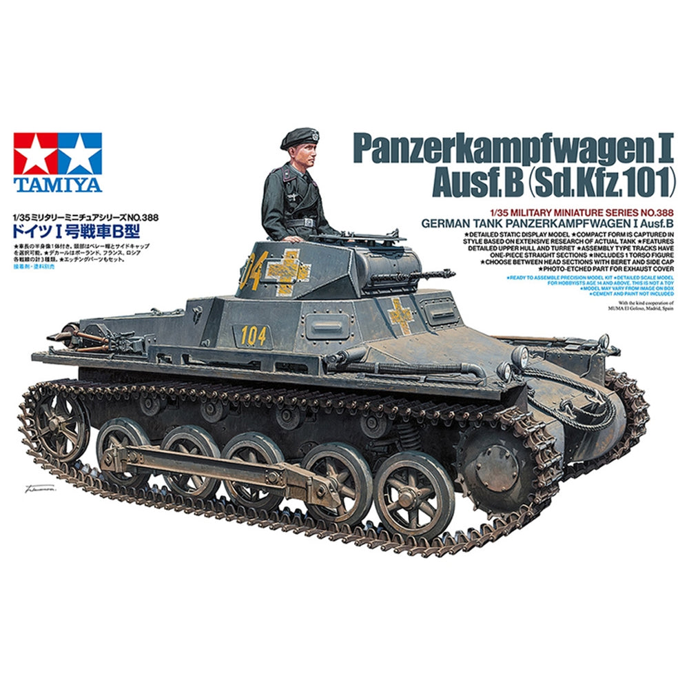 Tamiya 35388 Panzer Panzerkampfwagen I Ausf.B German Tank 1:35 Model Kit