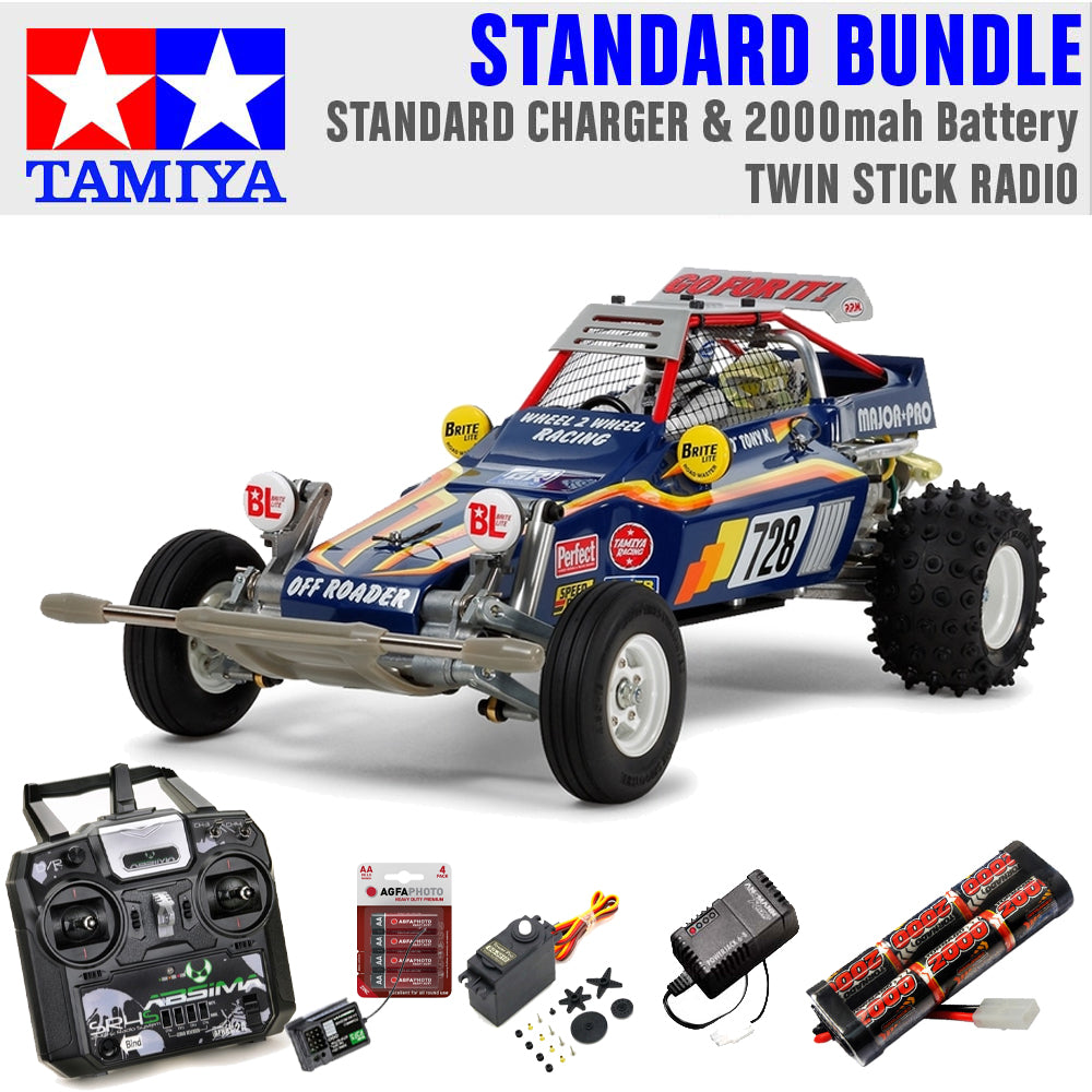 Tamiya RC 47304 Fighting Buggy / Super Champ 1:10 Standard Stick Radio Bundle