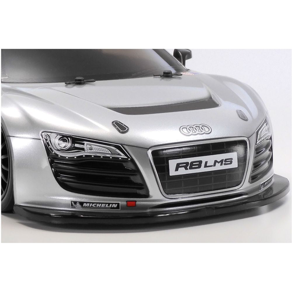 Tamiya 47517 Audi R8 LMS 2008 Silver Painted Body TT-02 :10 RC Car Assemby Kit