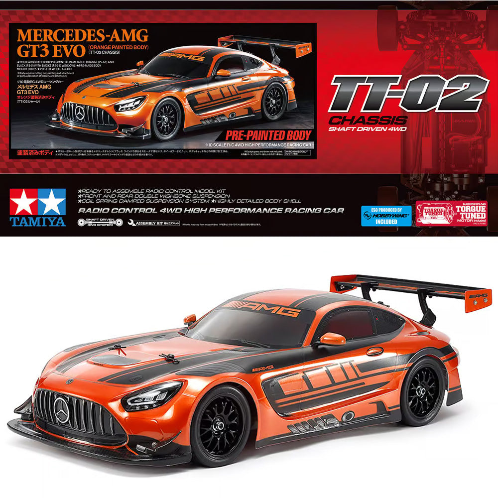Tamiya RC 47519 Mercedes-AMG GT3 EVO (Orange Painted Body) 1:10 RC Assembly Kit