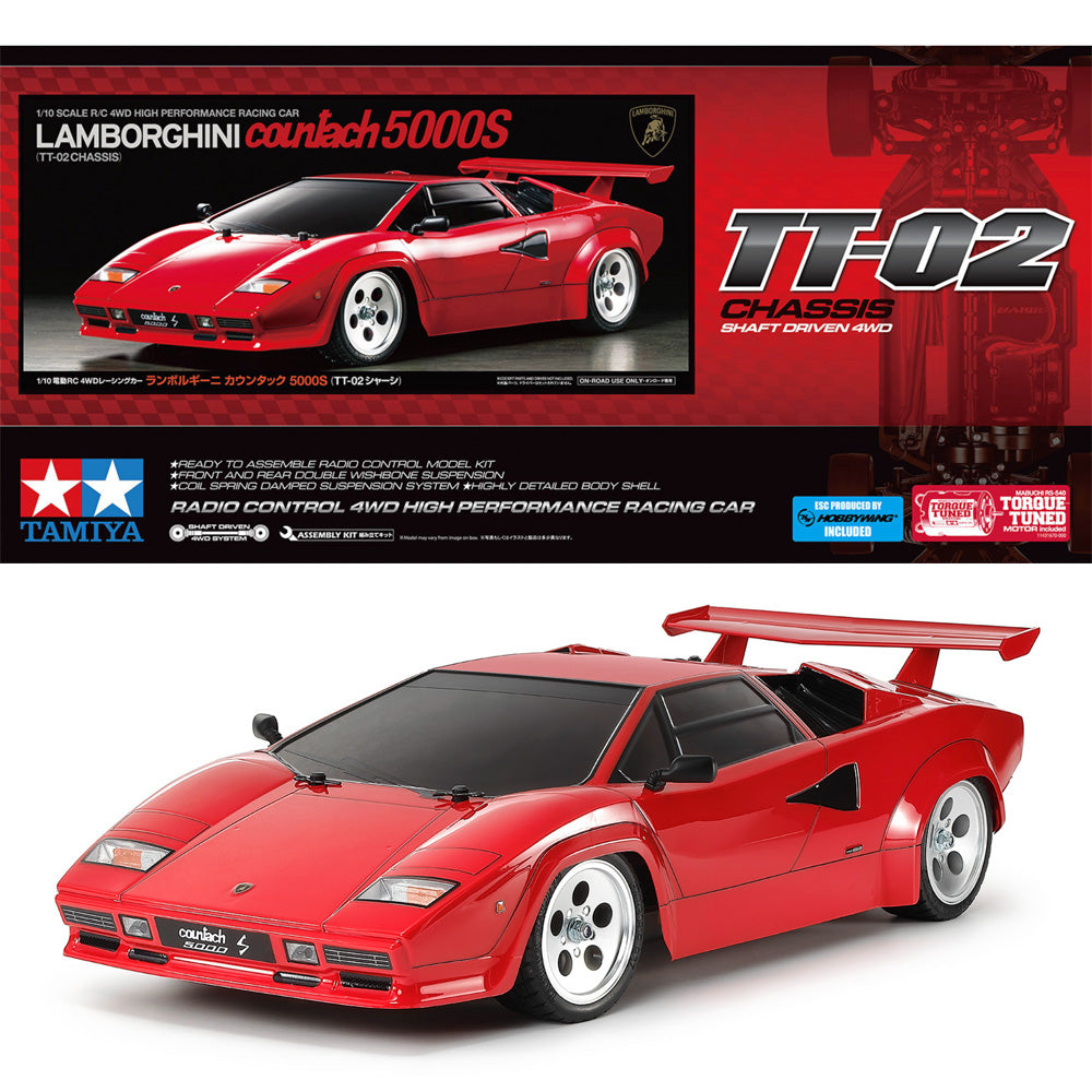 Tamiya RC 47527 Lamborghini Countach 5000S (TT-02) 1:10 RC Assembly Kit