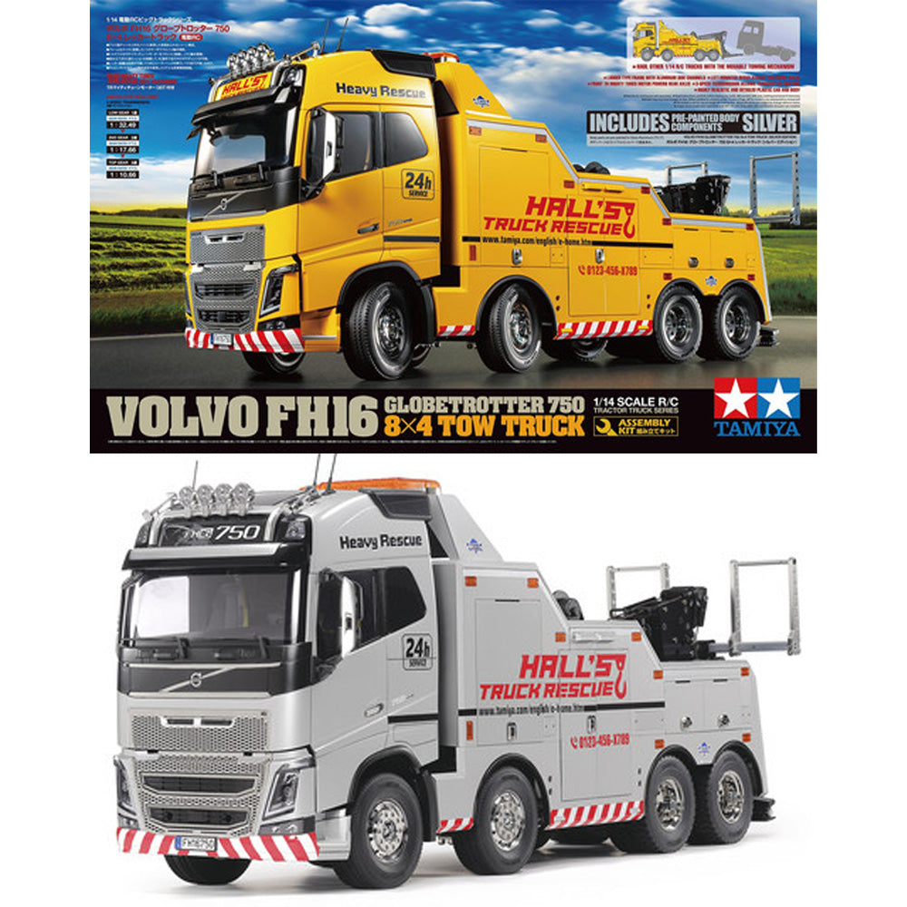 Tamiya RC Volvo FH16 Globetrotter 750 8x4 Tow Truck (Silver) 1:14 RC Truck Kit