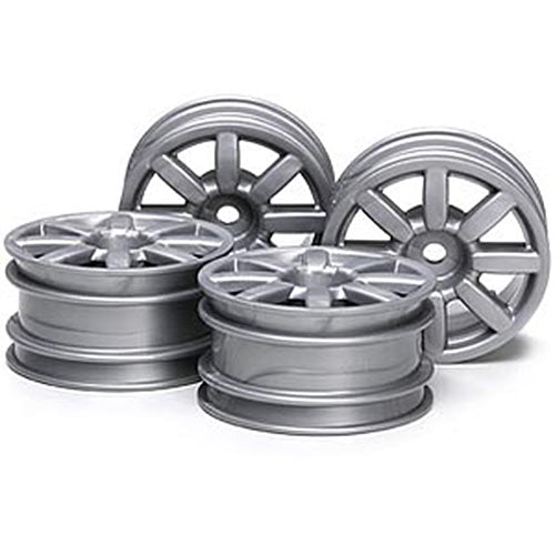 Tamiya 51334 M-Chassis Flat 8-Spoke Wheels 4 Pcs. (Silver) (M03/M04/M05/M06)