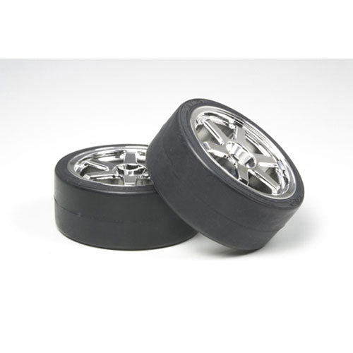 Tamiya 53960 6 Spoke Plated Wheels Drift Tyre Type D 26mm (2pcs) - RC Hop-ups