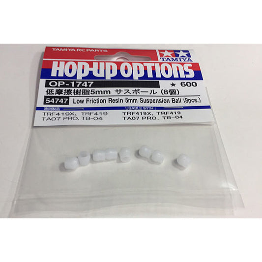 TAMIYA 54747 Low Friction Resin 5mm Suspension Balls (8 Pcs.) (TRF418/TRF419)