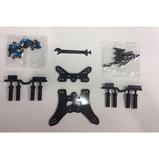 Tamiya 54754 TT-02B Carbon Damper Stays (Front & Rear) (Neo Scorcher/TT02B)