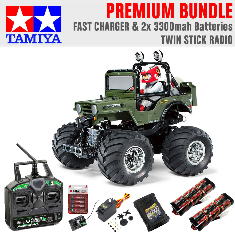 TAMIYA RC 58242 Wild Willy 2 WR-02 1:10 Premium Stick Bundle