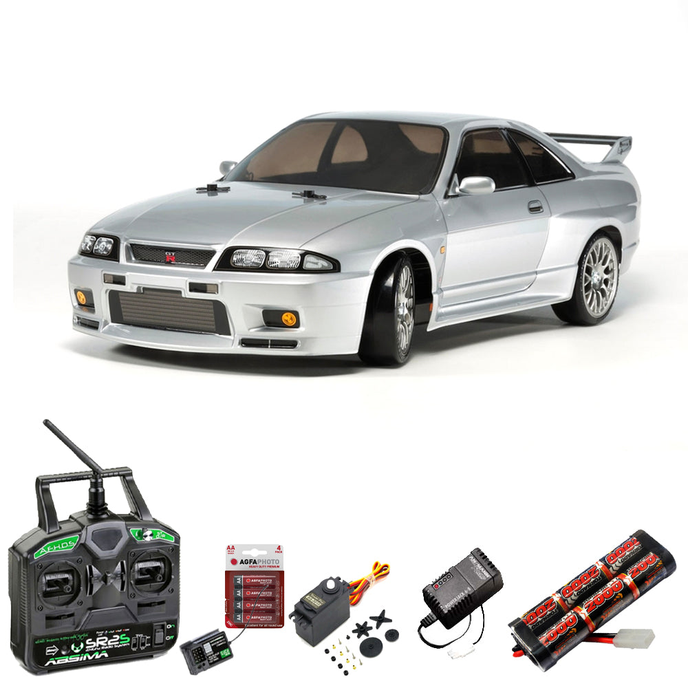 TAMIYA RC 58604 Skyline GTR R33 TT-02D 1:10 Car Standard Stick Bundle