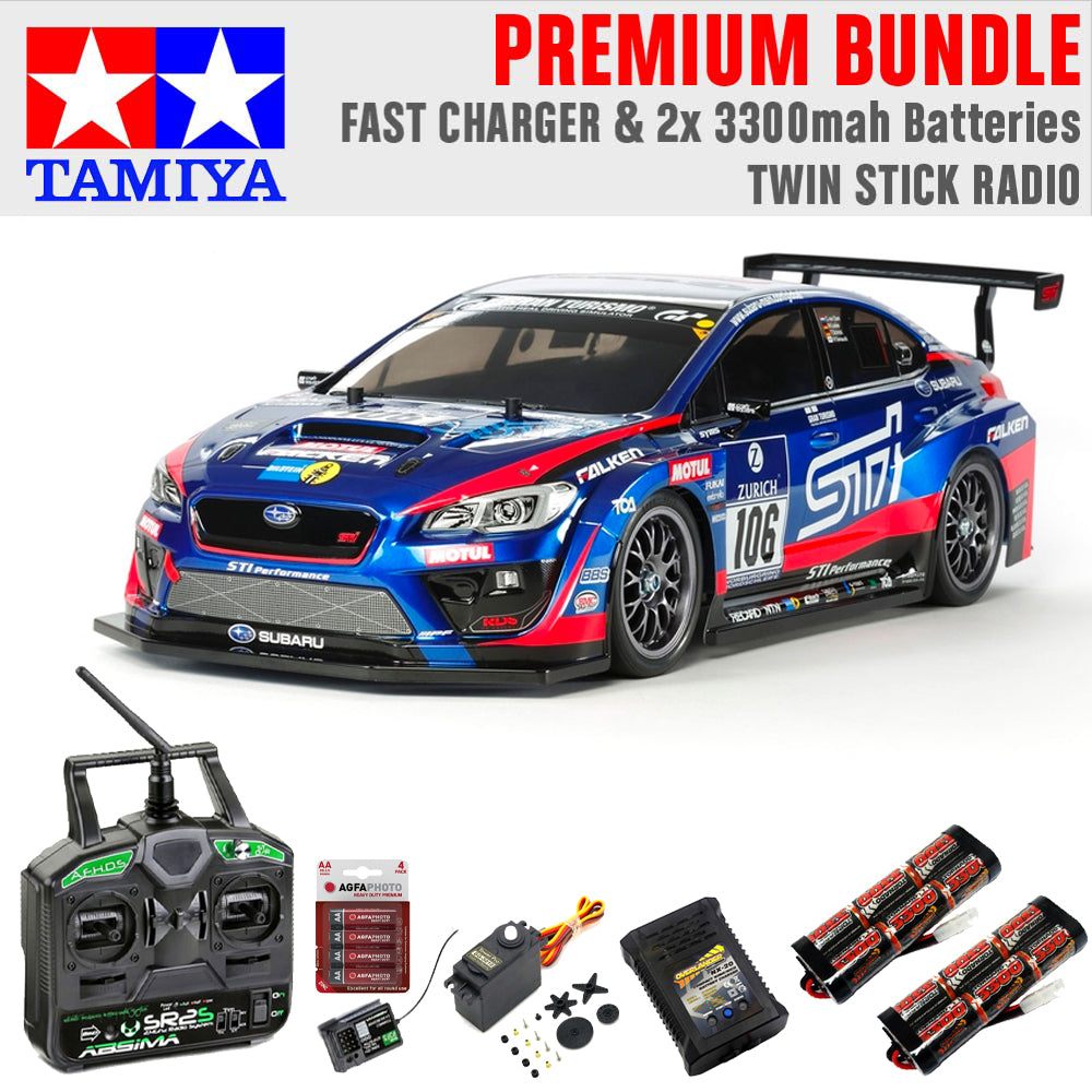 Tamiya RC 58645 Subaru WRX STi 24 hr Nurburgring TT-02 1:10 Premium Stick Bundle