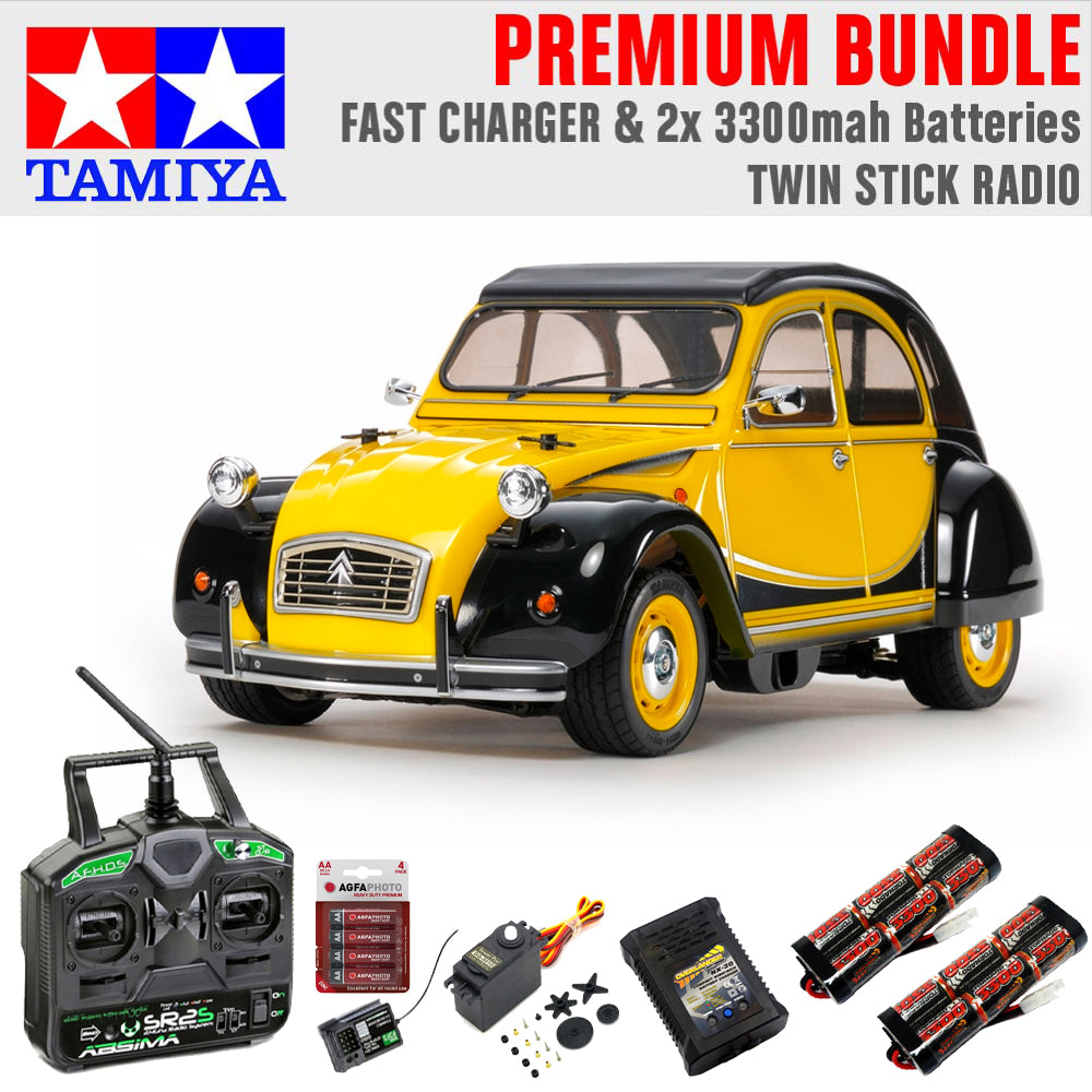 TAMIYA RC 58655 Citroen 2CV Charleston 1:10 Car Premium Stick Bundle