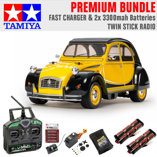 TAMIYA RC 58655 Citroen 2CV Charleston 1:10 Car Premium Stick Bundle