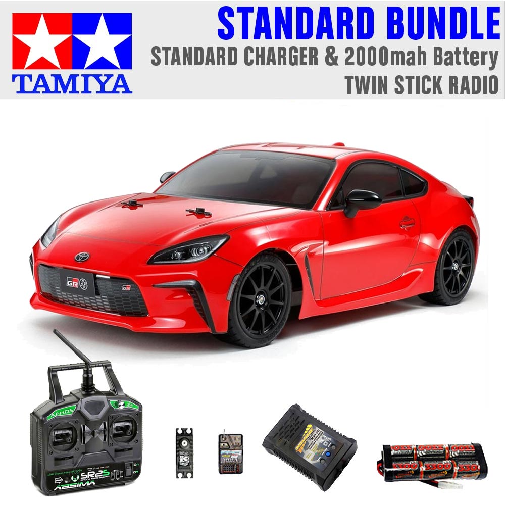 TAMIYA RC 58694 Toyota GR86 (TT-02) 1:10 Standard Stick Radio RC Car Bundle