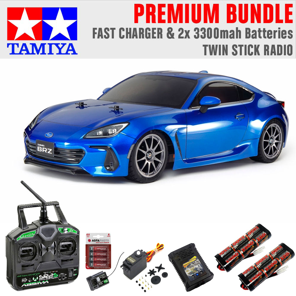 Tamiya RC 58702 Subaru BRZ ZD8 TT-02 1:10 RC Model Car Premium Stick Bundle