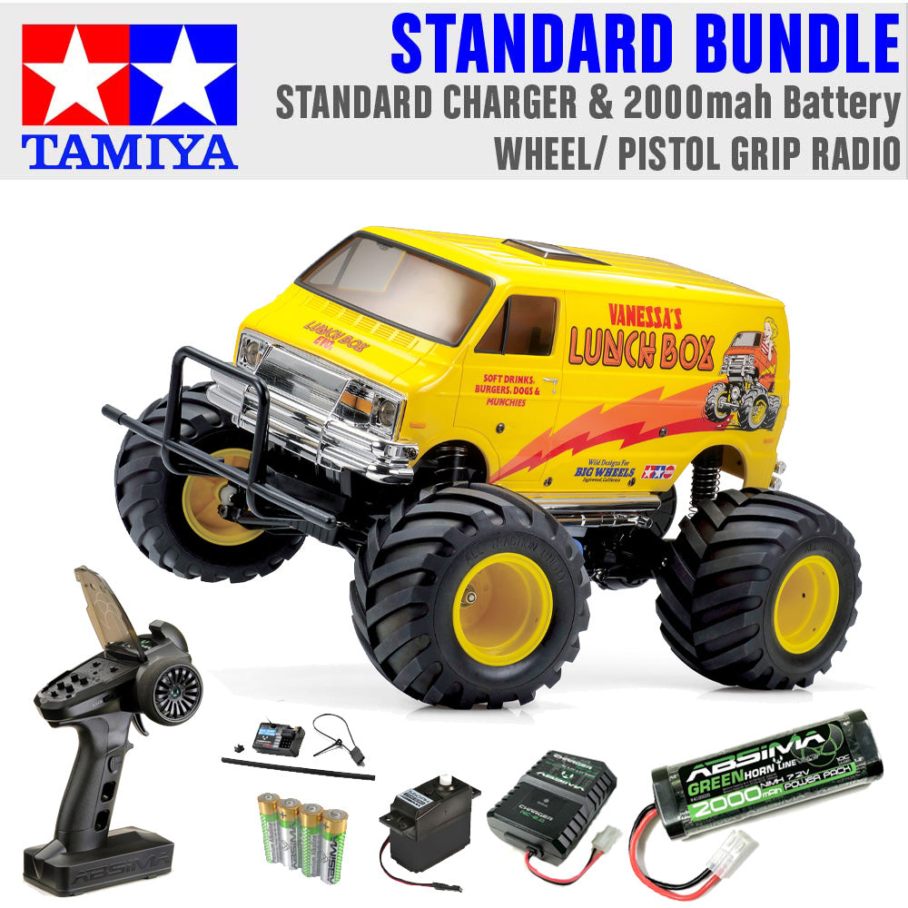 Tamiya RC 58755 Lunch Box Evo 1:12 Standard Wheel Radio Bundle