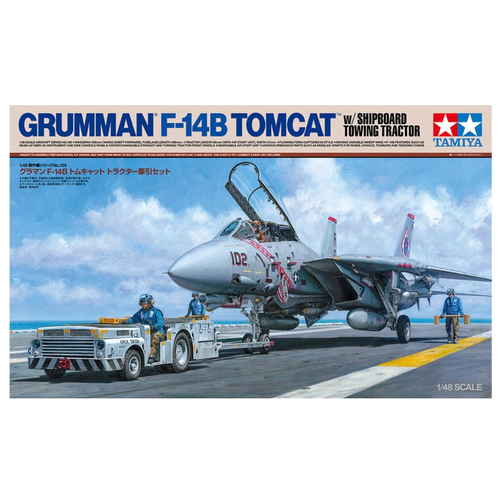 Tamiya 61129 F-14 Tomcat & Shipboard Towing Tractor 1:48 Model Kit