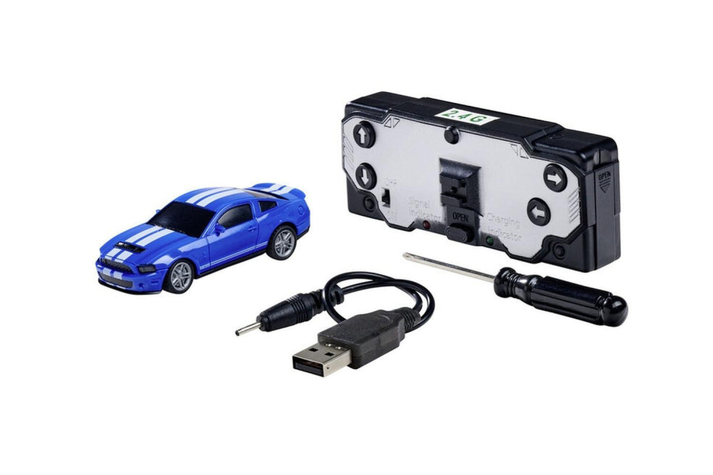 Carson C404334 1:64 Nano Racer Ford Mustang Shelby GT500 Blue RC Car