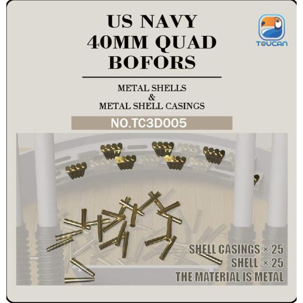 Toucan Model US Navy 40mm Quad Bofors Metal Shells & Casings 1:35 Accessories