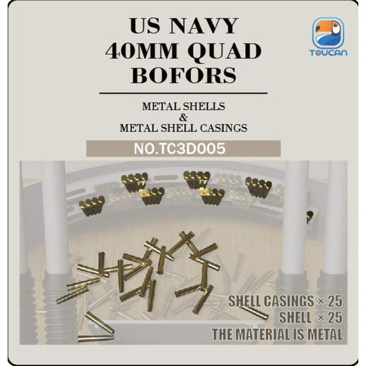 Toucan Model US Navy 40mm Quad Bofors Metal Shells & Casings 1:35 Accessories