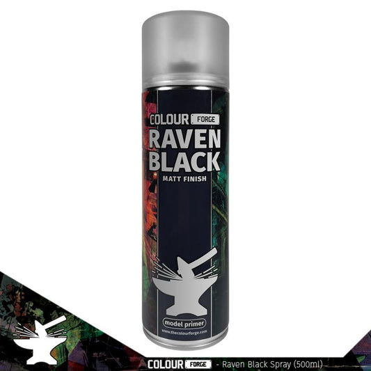 Colour Forge Raven Black Spray Primer Paint 500ml