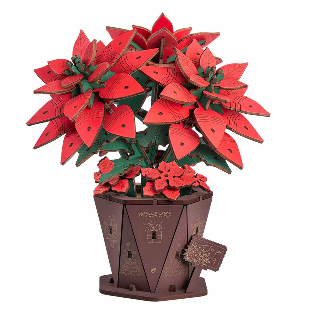 Rowood Poinsettia Flower Bouquet 3D Wooden Puzzle Model Kit TF001