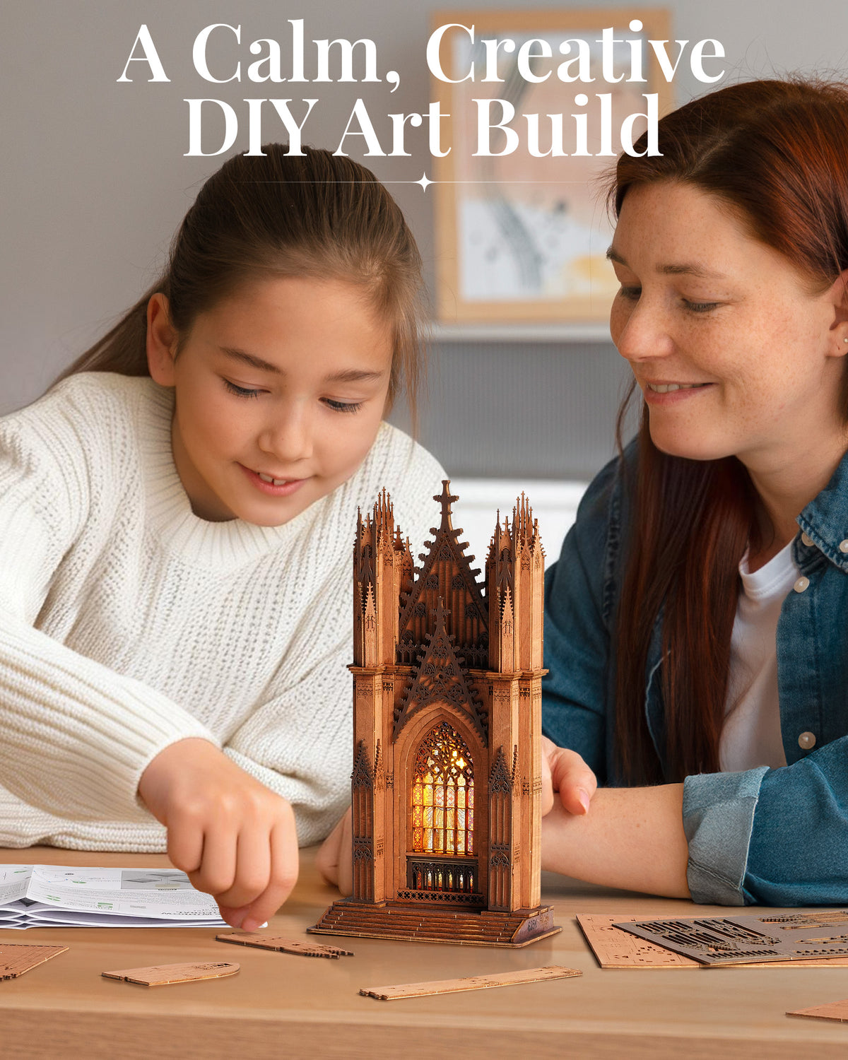 Rolife Twin-Tower Cathedral 3D Wooden Puzzle Model Kit TGA01