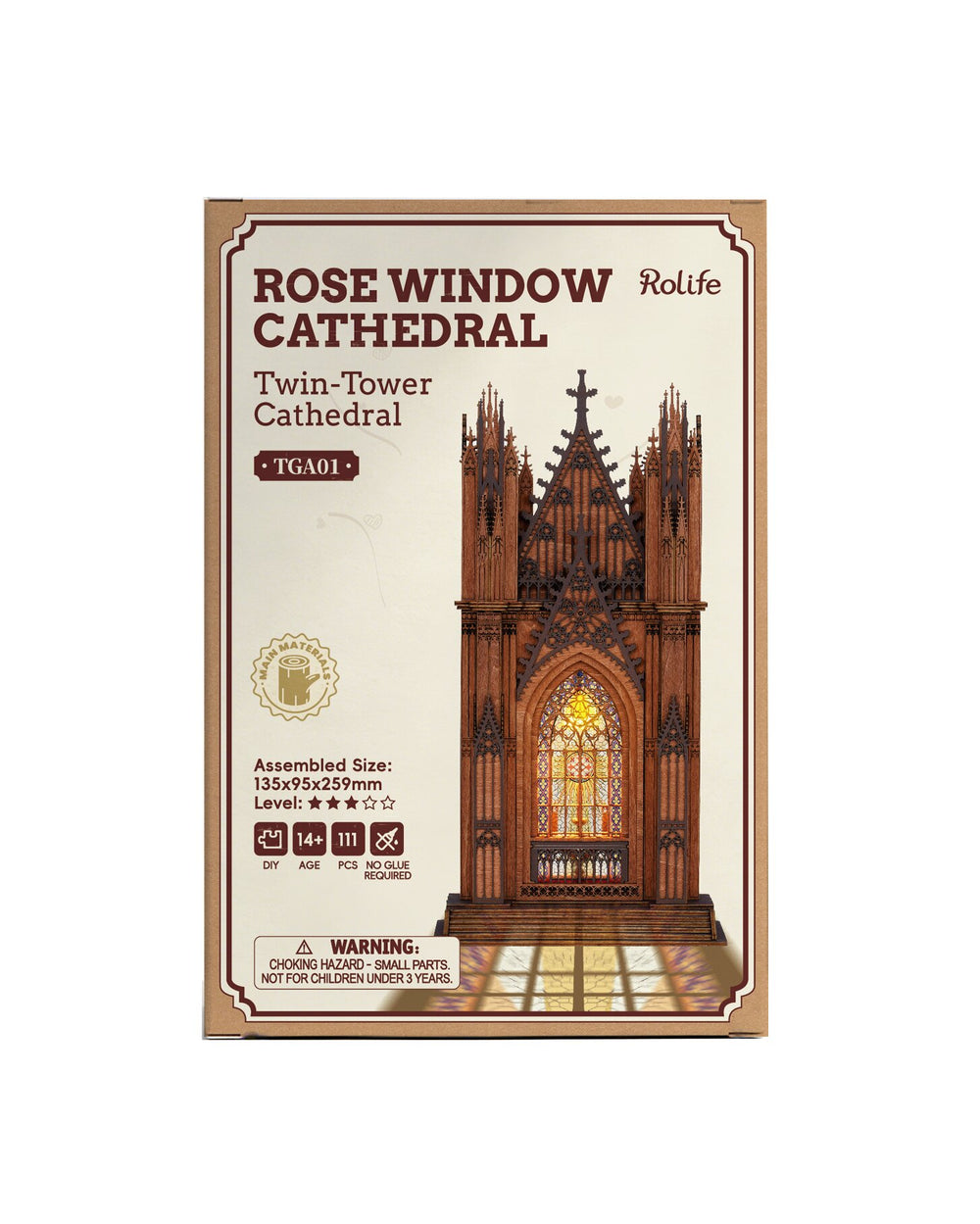 Rolife Twin-Tower Cathedral 3D Wooden Puzzle Model Kit TGA01
