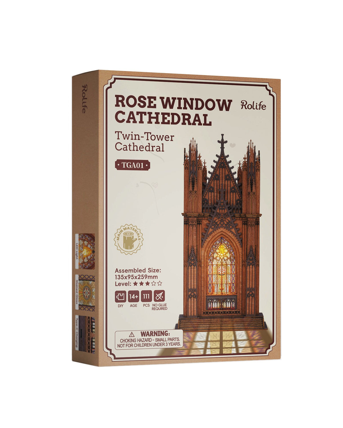 Rolife Twin-Tower Cathedral 3D Wooden Puzzle Model Kit TGA01