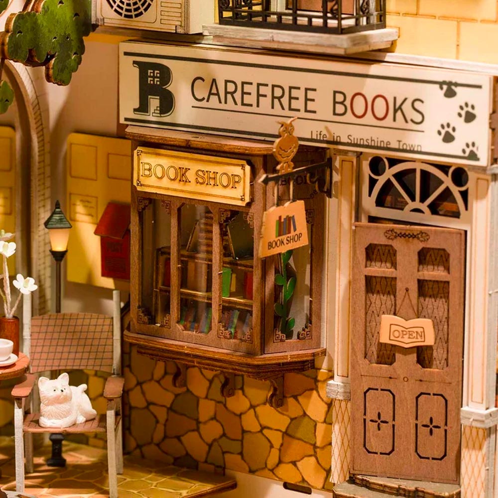 ROBOTIME Rolife Sunshine Town Book Nook DIY Miniature House Craft Kit TGB02