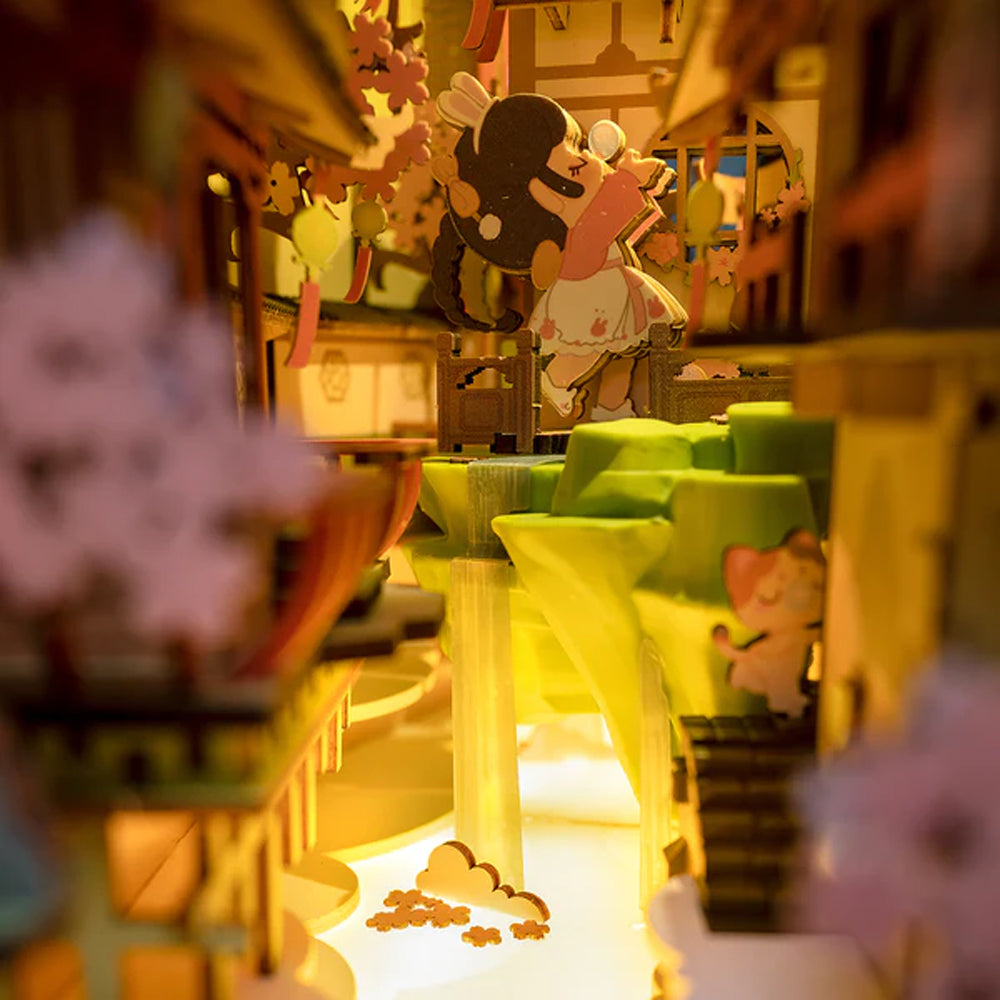 ROBOTIME Rolife Falling Sakura Book Nook DIY Miniature Dollhouse TGB05