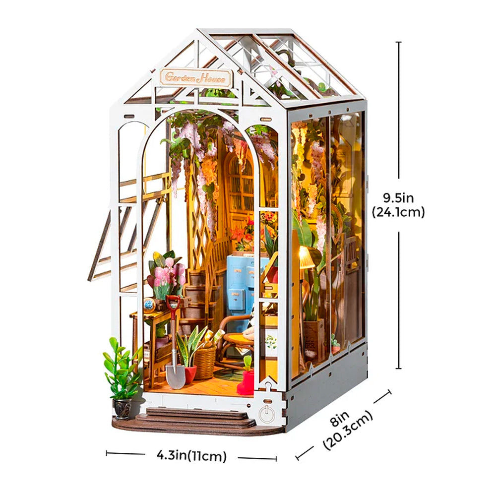 ROBOTIME Rolife Holiday Garden House Book Nook DIY Miniature Dollhouse Kit TGB06
