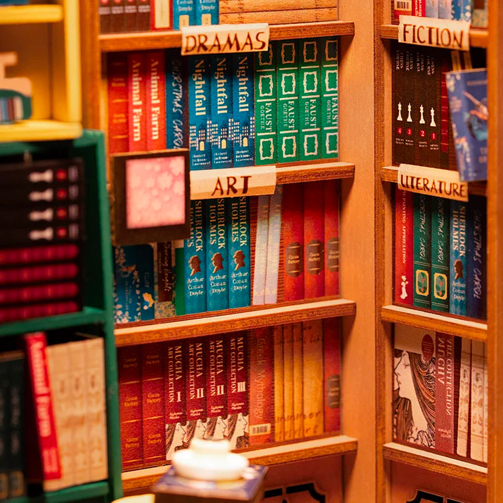 ROBOTIME Rolife Bookstore Shakespeare Book Nook DIY Miniature Dollhouse TGB07