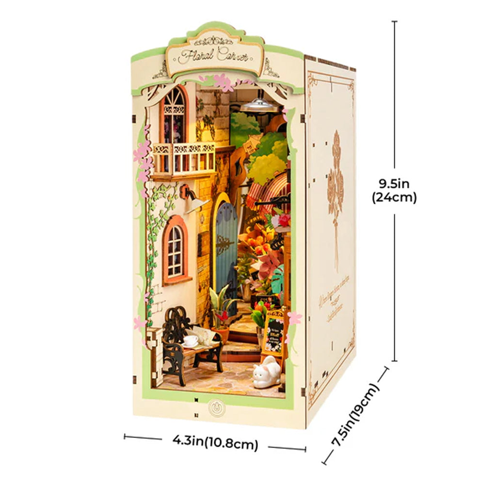 ROBOTIME Rolife Floral Corner Book Nook DIY Miniature Dollhouse TGB09