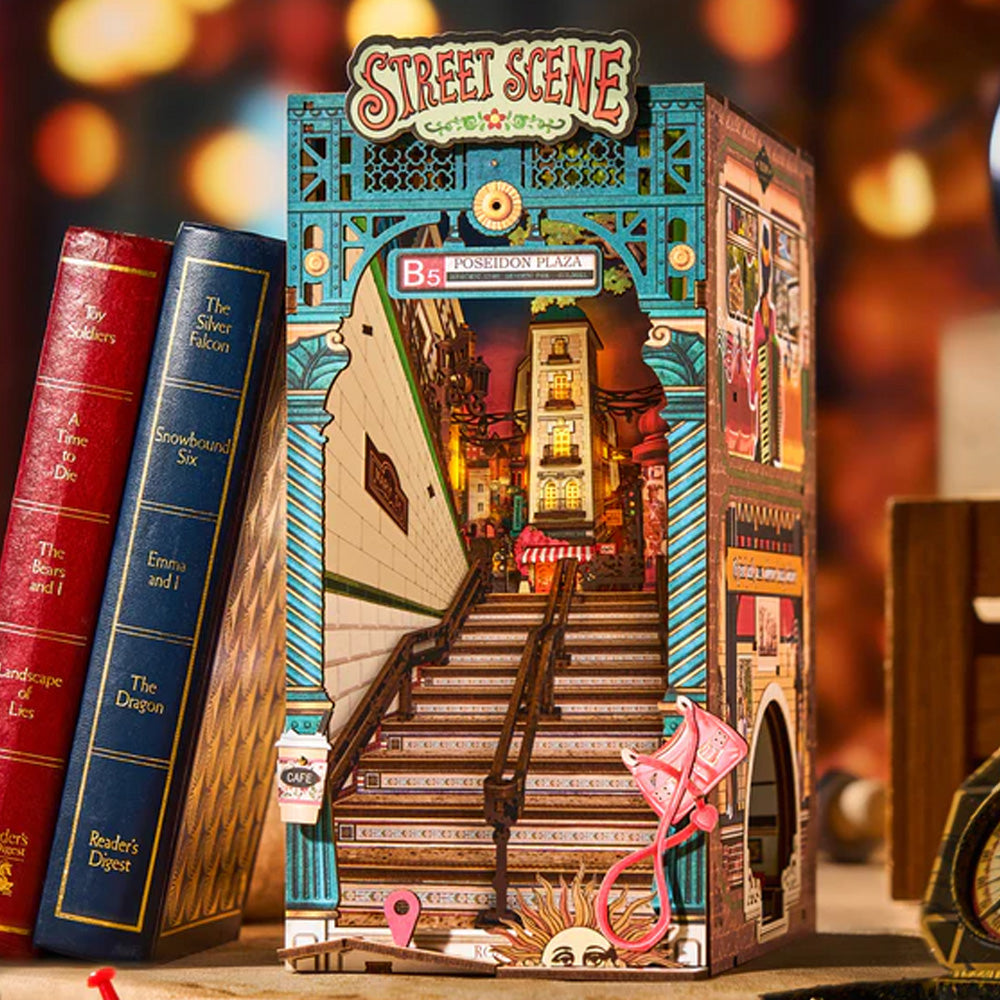 Rolife Street Scene Book Nook DIY Shelf Insert Miniature House TGB13