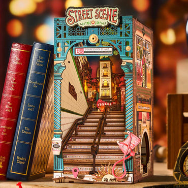 Rolife Street Scene Book Nook DIY Shelf Insert Miniature House TGB13