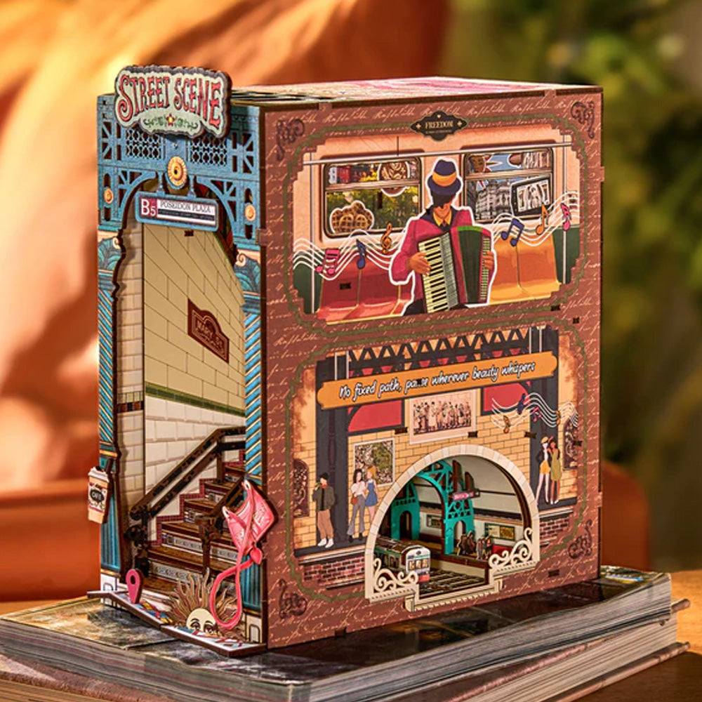 Rolife Street Scene Book Nook DIY Shelf Insert Miniature House TGB13