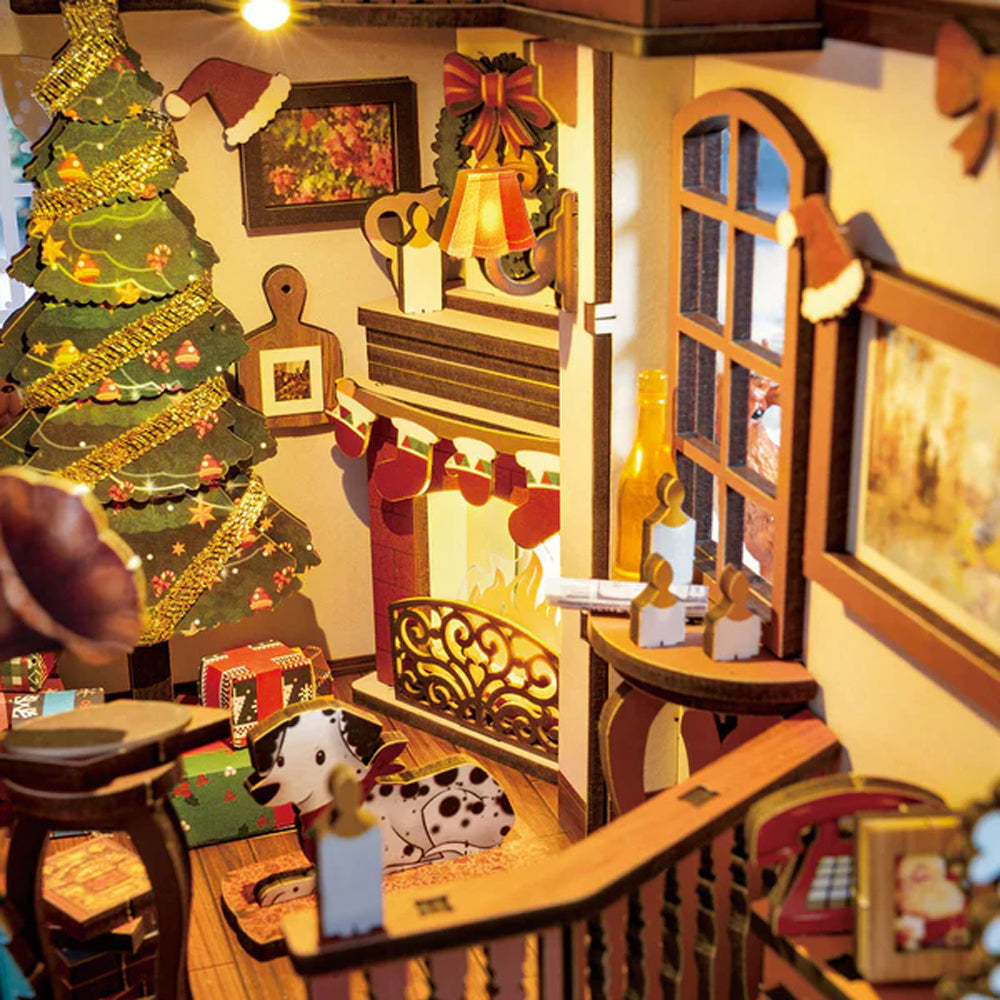 ROBOTIME Rolife Christmas Home Scene Book Nook DIY Miniature Dollhouse TGC07