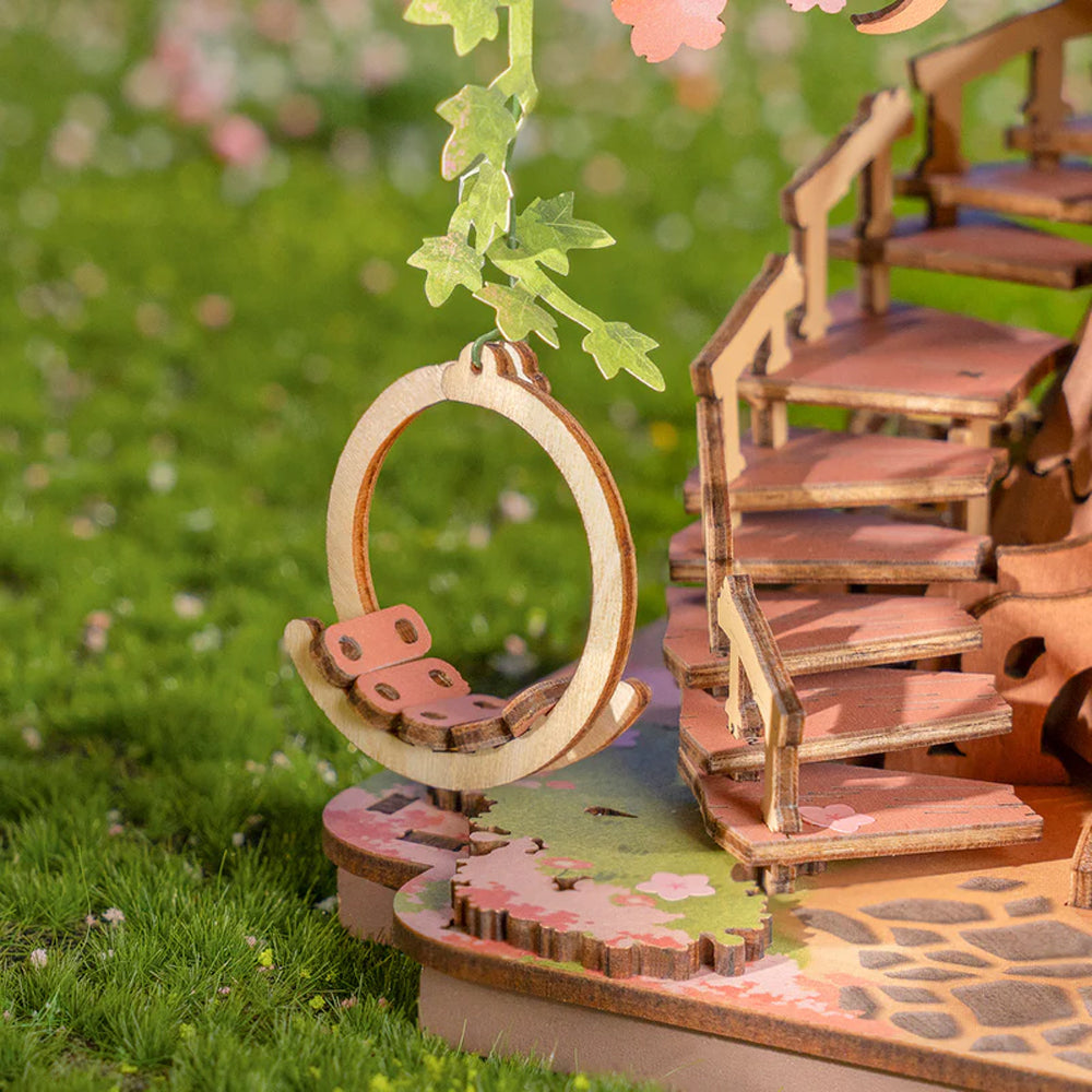 ROBOTIME Rolife Sakura Tree House DIY Miniature Dollhouse Model Kit TGS04