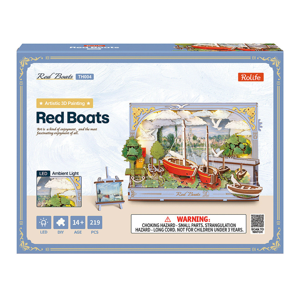 Rowood Red Boats 3D Wooden Puzzle Model Kit TH004