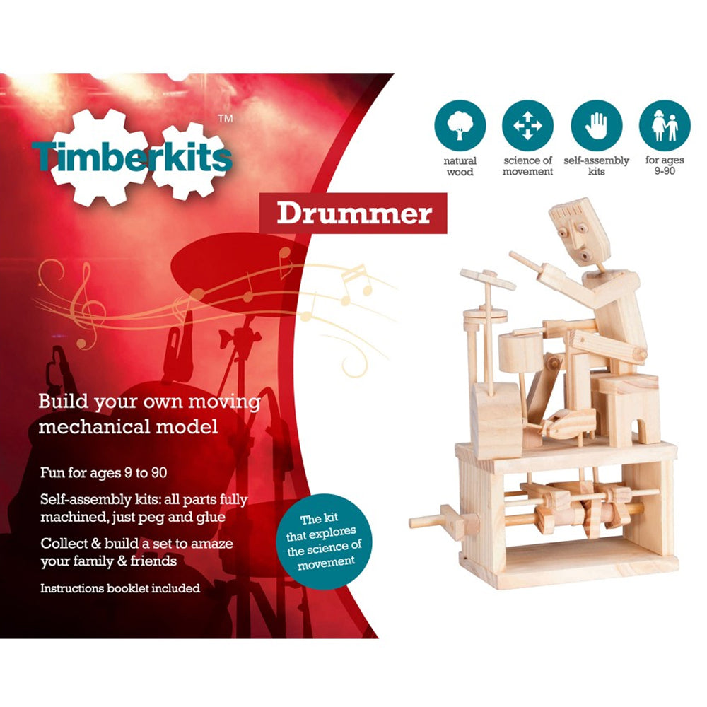 Timberkits Drummer Wooden Mechanical Model Kit