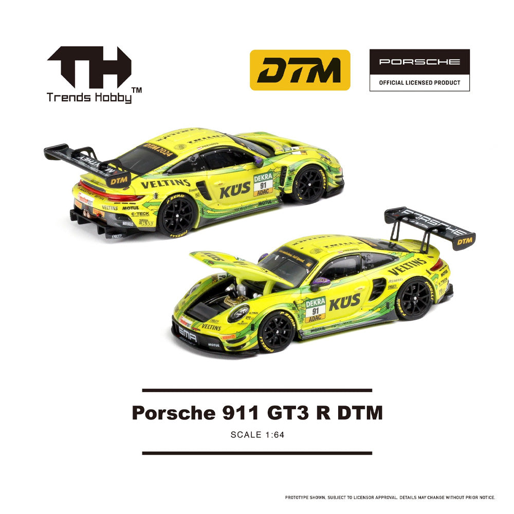 Trends Hobby Porsche 911 GT3 R DTM 1:64 Diecast Car 241084 Yellow