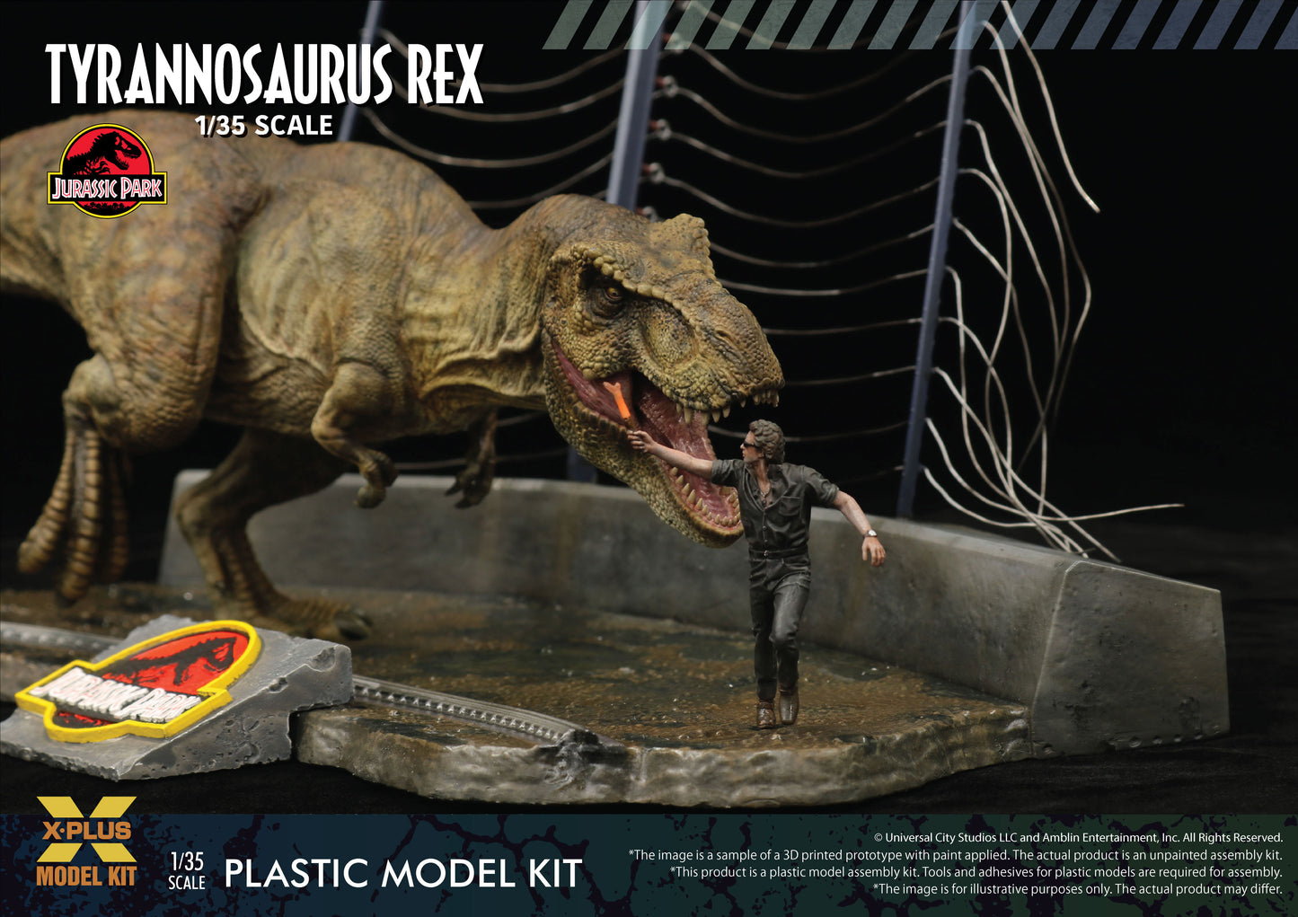 X-Plus Jurassic Park Tyrannosaurus Rex & Dr Malcolm Figure 1:35