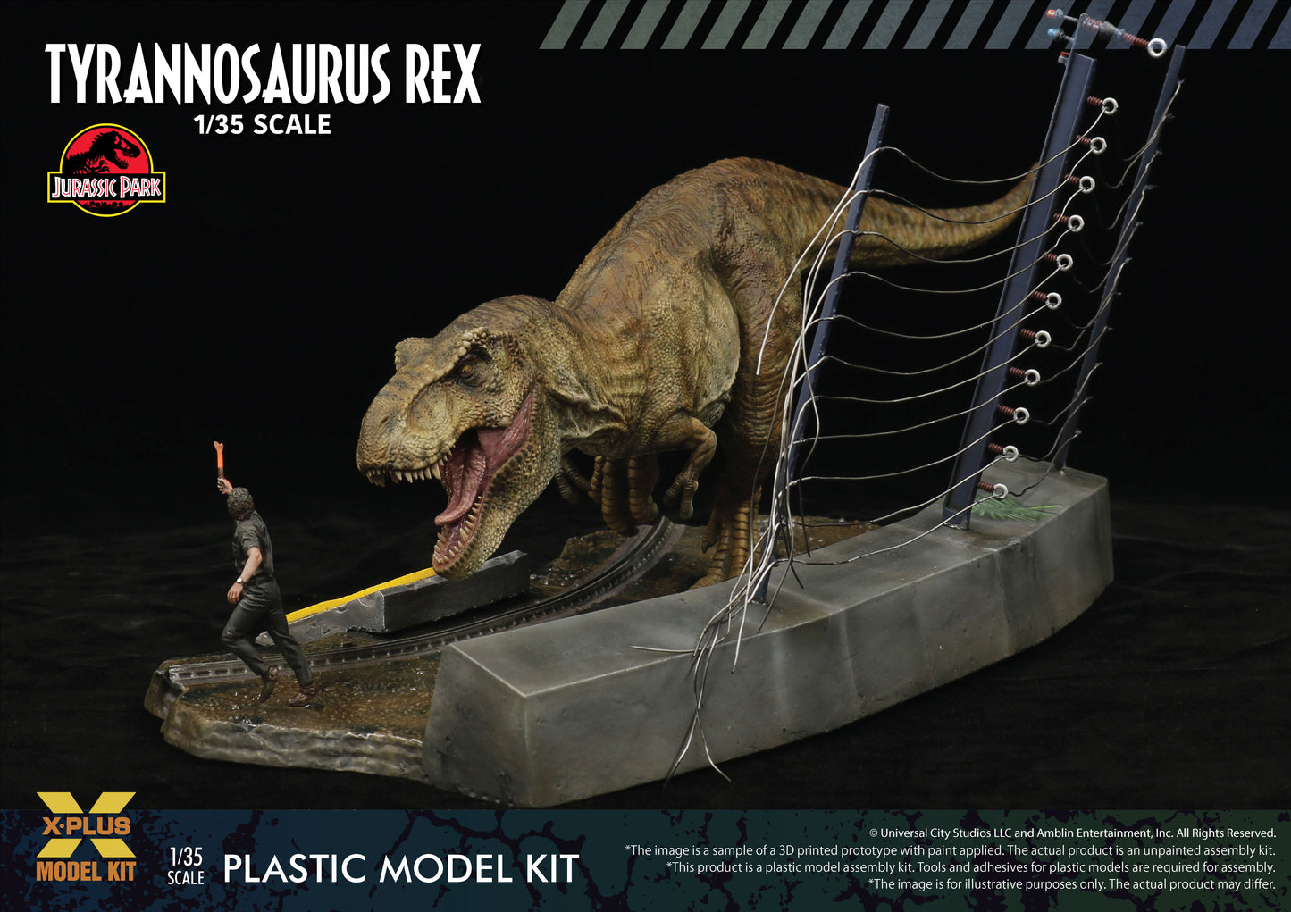 X-Plus Jurassic Park Tyrannosaurus Rex & Dr Malcolm Figure 1:35