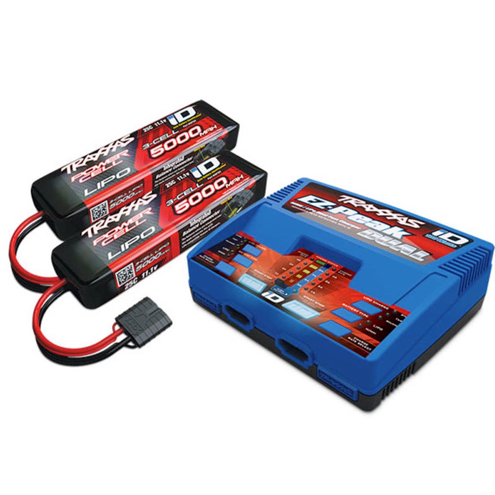 Traxxas iD Completer Pack - EZ-Peak Dual Charger & 2x LiPo 3S 5000mAh Batteries