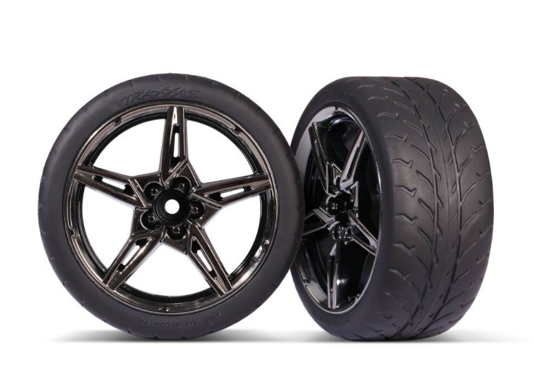 Traxxas Rear Tyres & Wheels Assembled & Glued Split Spoke Extra Wide 1.9" 2pcs