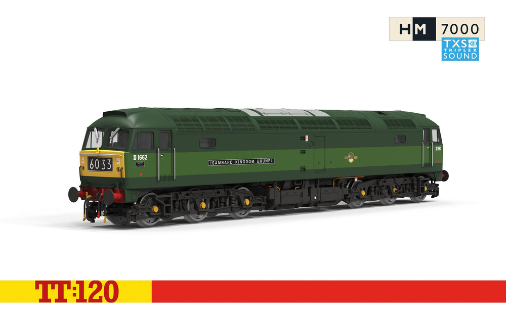 Hornby TT:120 TT3096TXS BR Two-Tone Green Class 47 D1662 I.K. Brunel - DCC SF