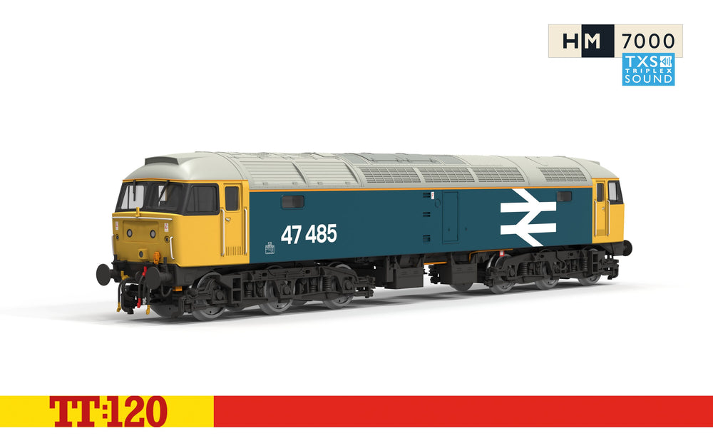 Hornby TT:120 TT3097TXS BR Large Logo Blue - Class 47 - 47485 - DCC Sound Fitted